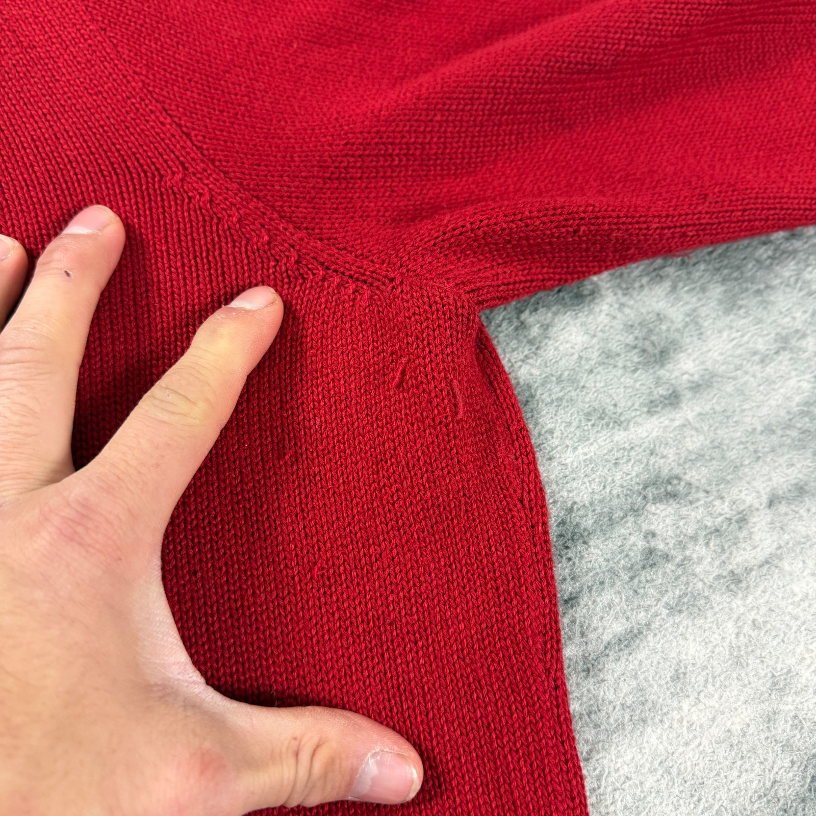 Vintage Polo Ralph Lauren 2000's Quarter Zip Red Oversized Lrg Knitted Jumper image 4