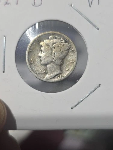 1927 D Mercury Dime 90% Silver VF  "Actual Coin Pictured - Not Cleaned"