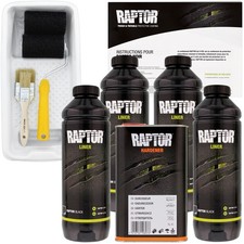 U-pol Raptor Black Urethane Spray-on Truck Bed Liner Kit Wroller Kit 4 Quarts