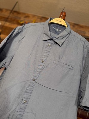 Calvin Klein Jeans Classic Fit Large Gray Button-Down Shirt Roll Tab Sleeves