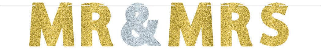 PKT Взрослый 1 Мистер и миссис Баннер с блестящими буквами Свадебный знак 2190₽