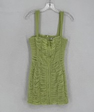 House Of CB Lime Green Mesh Ruched Clubwear Cate Mini Bodycon Dress Sz M