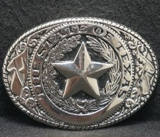 XB05132 VINTAGE 1970s  THE STATE OF TEXAS  COMMEMORATIVE SEAL MENS BELT BUCKLE