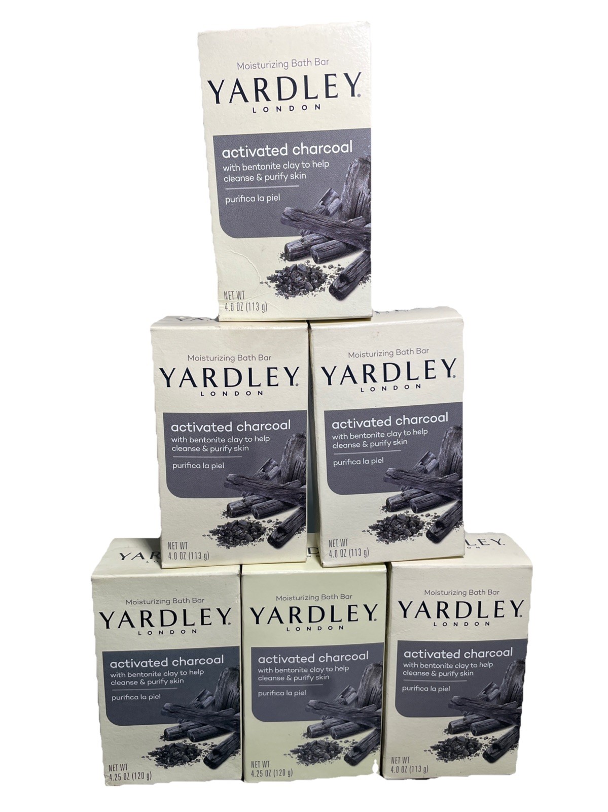 Lot of 6 Bars Yardley London Activated Charcoal Moisturizing Bath Soap 4.25oz Ea