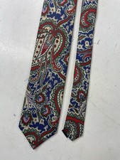 Vintage Polo Ralph Lauren Silk Tie Slim Paisley Blue Made in USA Handmade
