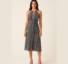 Marc by Marc Jacobs Grey Black Reptile Animal Print Midi Halter neck Dress Sz S