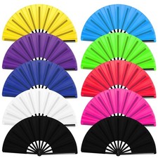 HINGTAI 10Pcs Folding Hand Fan Bulk, Popping Clacking Fans for Line Dancing M...