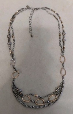 JESSICA AND IAN GIBSON J&I STERLING AND 14KGF  LAYERED MIX METAL NECKLACE 18-20''