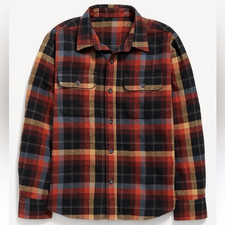 Old Navy Plaid Flannel Utility Pocket Shirt button down long sleeve cotton 10-12