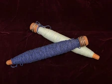 Antique Wood Bobbins, Vintage Textile Spools Set of 2