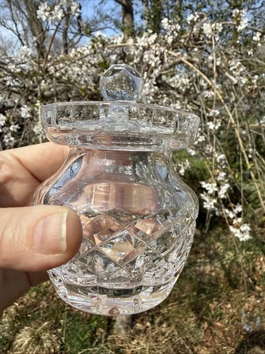Vintage 4" Waterford Crystal Honey Jam /Jelly Jar w/Lid