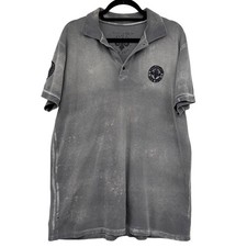 Affliction Mens Polo Shirt 2XL Gray Black Got...