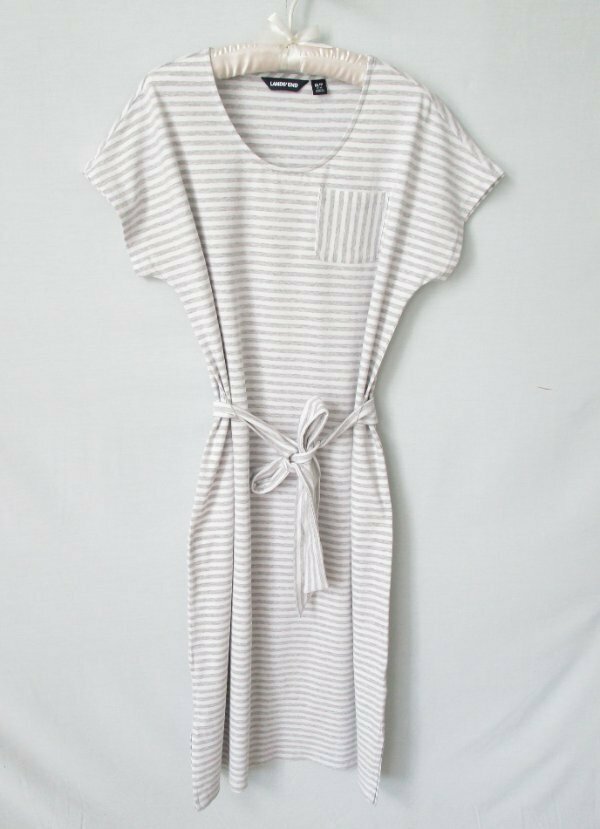 Lands' End gray white striped cotton blend knit midi dress *Sz MP* | eBay Lands' End gray white striped cotton blend knit midi dress *Sz MP* | eBay