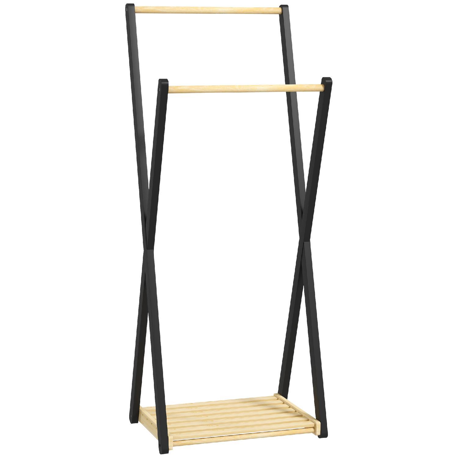 Appendiabiti Design Moderno DecHome 152cm: Legno Nero e Naturale