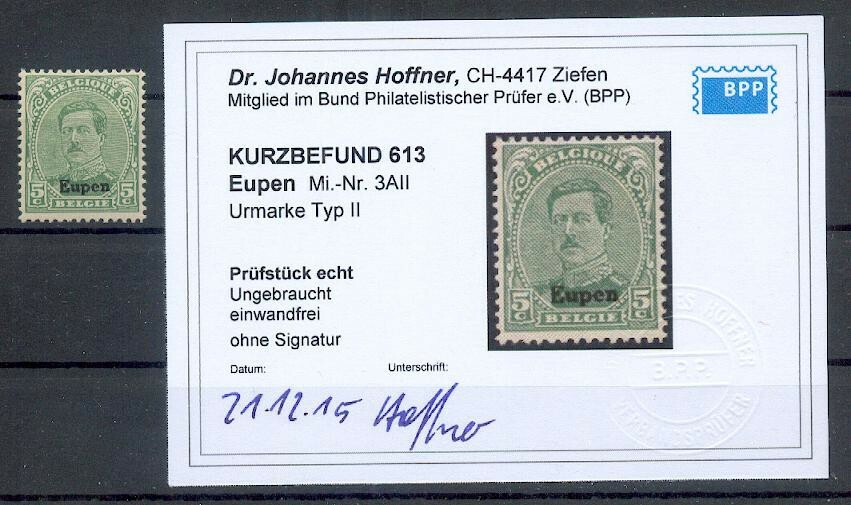 Eupen 3AII Type * MH BPP Findings -,-EUR (E8308