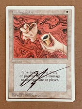 MTG HEALING SALVE FOURTH EDITION Magic The Gathering SIGNED BY DAN FRAZIER