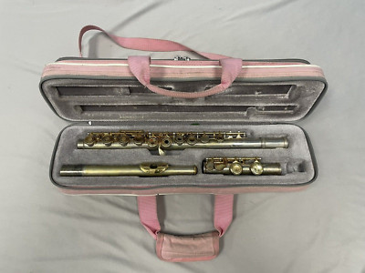 UNKNOWN OPEN HOLE FLUTE W/ GOLD ACCENTS + CASE