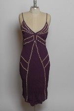 mango mng casual wear purple w/ 20s inspired orange thread button detail dress 