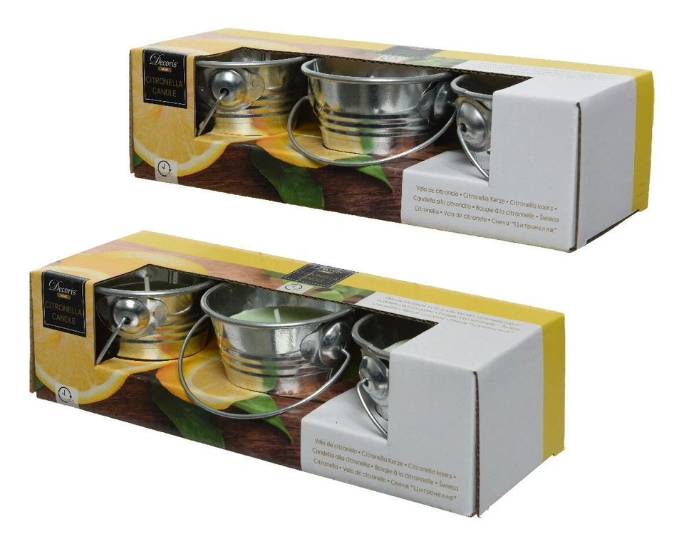 3 Citronella Kerzen 6cm Metalleimer Duftkerzen Mückenkerze Outdoor Gartenkerzen - Bild 2 von 2