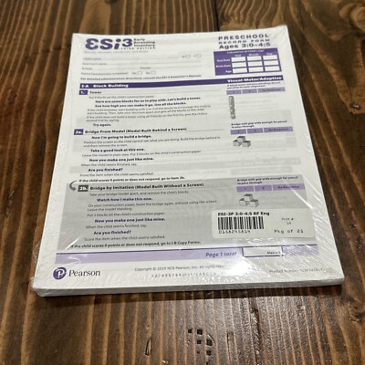 ESI-3 Early Screening Inventory 3E PACK OF 25 Preschool Record Form + Parent Que
