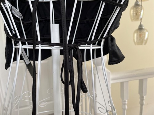 DAMEN - Motel schwarz Kunstsatin rückenfrei mit Band Krawatte überkreuz am Rücken - Bild 6 von 10