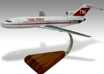 Boeing 727-200 TWA Trans World Airlines Desk Wood Airplane Model Large 1/100