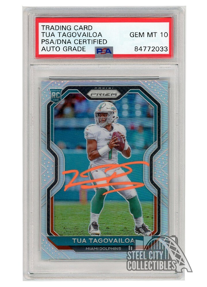Tua Tagovailoa 2020 Panini Prizm Silver Auto RC Card #339 PSA/DNA 10 (Orange)