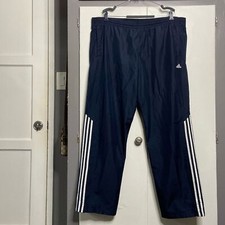 Adidas men navy windbreaker track pants size xl lined zipper ankle elastic waist