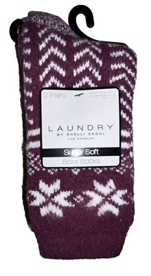 Laundry Shelli Segal Women s Super Soft Boot Socks 2 Pair Women 4-10 Red & Black
