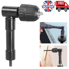 Head Right Angle Drill Attachment Adapter 90° 3/8" Keyless Chuck 8mm Hex Shank
