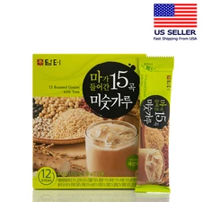 Damtuh Healthy 15 Multi Grains Mixed Powder Tea x 12 Sticks, Korean Tea