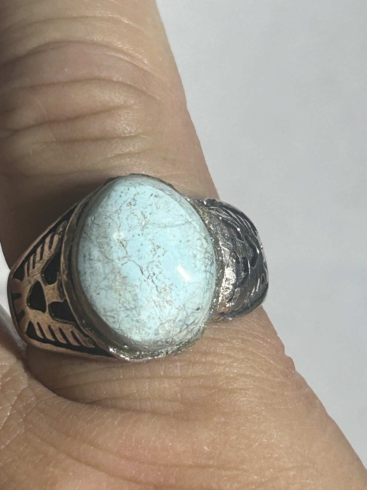 Thunderbird Native Old 925 Turquoise Ring Size 10… - image 17
