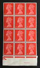1969 Pre Decimal Machin 4d Vermilion U14 SG733 Perf Type A PVA Gum Block of 12