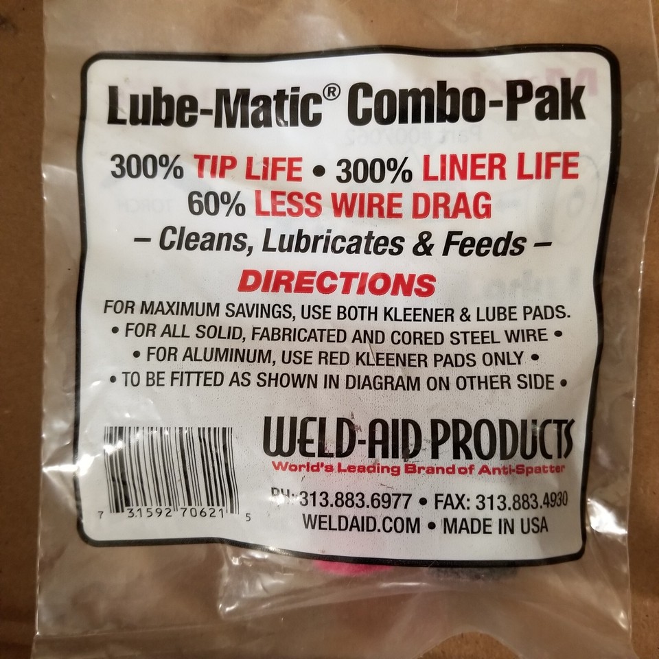 LubeMatic Combo Pack Kleener Pad & Lube Pad WELD AID for MIG Wire
