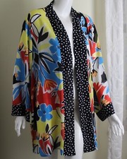 Nwt Multiples Sz 2x Sunnyland Gorgeous Polka-dot Floral Art-to-wear Oen Jacket