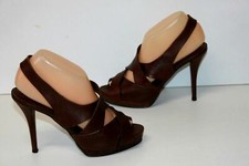 Sandales ZARA Cuir Marron Foncé Talons Hauts - Taille 38, Très Bon état
