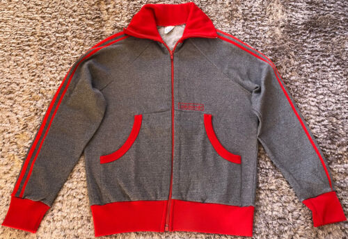 014 Vintage Adidas Zip Track Jacket Mens Size M Grey Red Made In Australia VGC