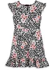 Us Angels Girls floral  Leopard print dress - big kid choose size