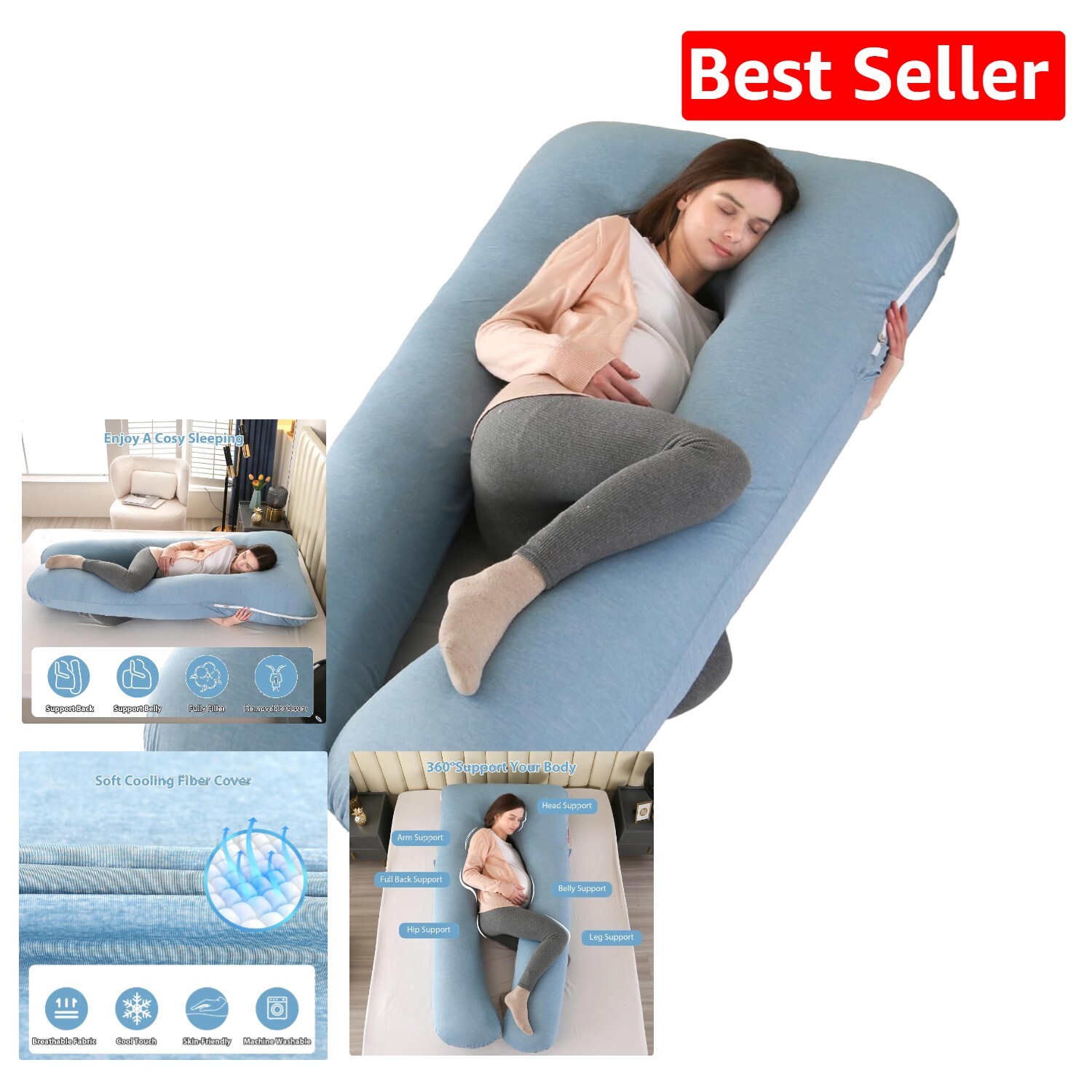 Pregnancy Cooling Pillow for Comfortable Sleep and Nursing Support-image