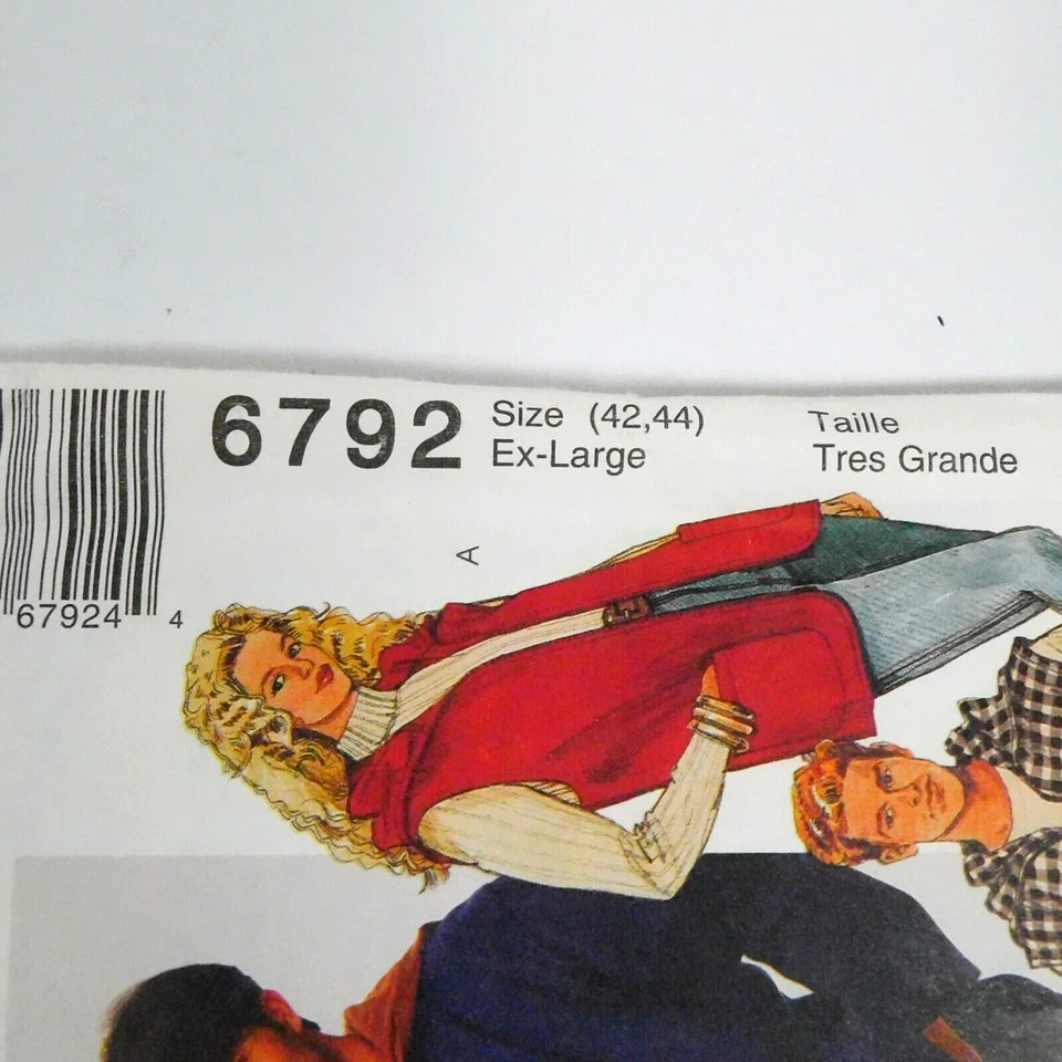 McCalls 6792 Unisex Unlined Jacket Vest Sewing Pattern Size XL Uncut Hood Zipper - Image 4 of 4