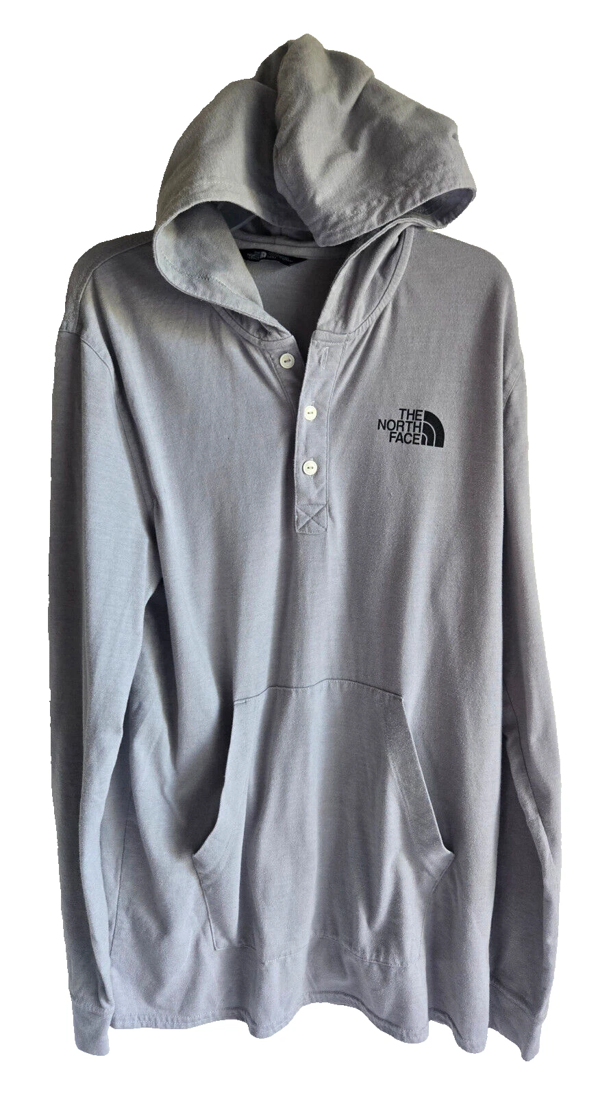 The North Face Hoodie Mens Medium Light Gray Pullover 1/4 Button Lightweight EUC
Opens in a new wind