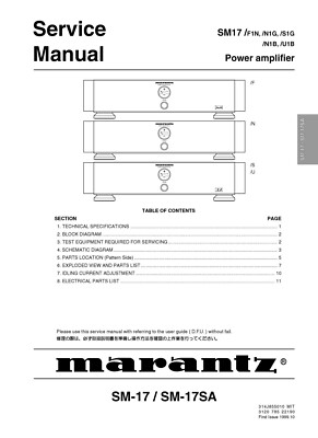 Service Manual-Anleitung für Marantz SM-17 