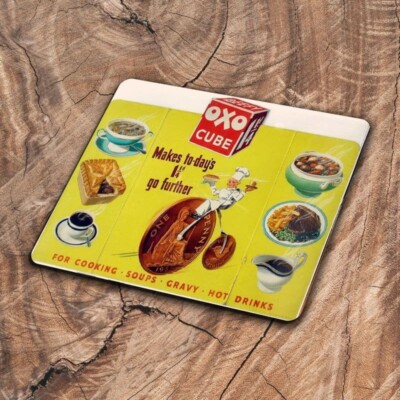 Oxo Würfel zum Kochen von Suppen Soße und heiße Getränke - Metall Wandschild 28cm x 41cm.
