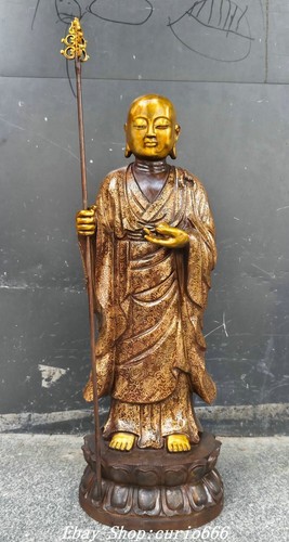 Old Tibet Bronze Gilt Tang Sen…