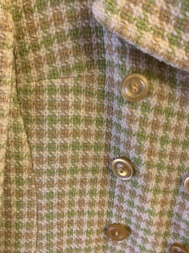 Cappotto vintage Union Made donna taglia L? Plaid foderato giallo verde panna elegante - Foto 4 di 21
