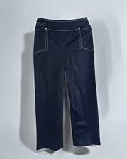Escada Navy Blue High Rise Tuxedo Flare Pants Stretch Size 40