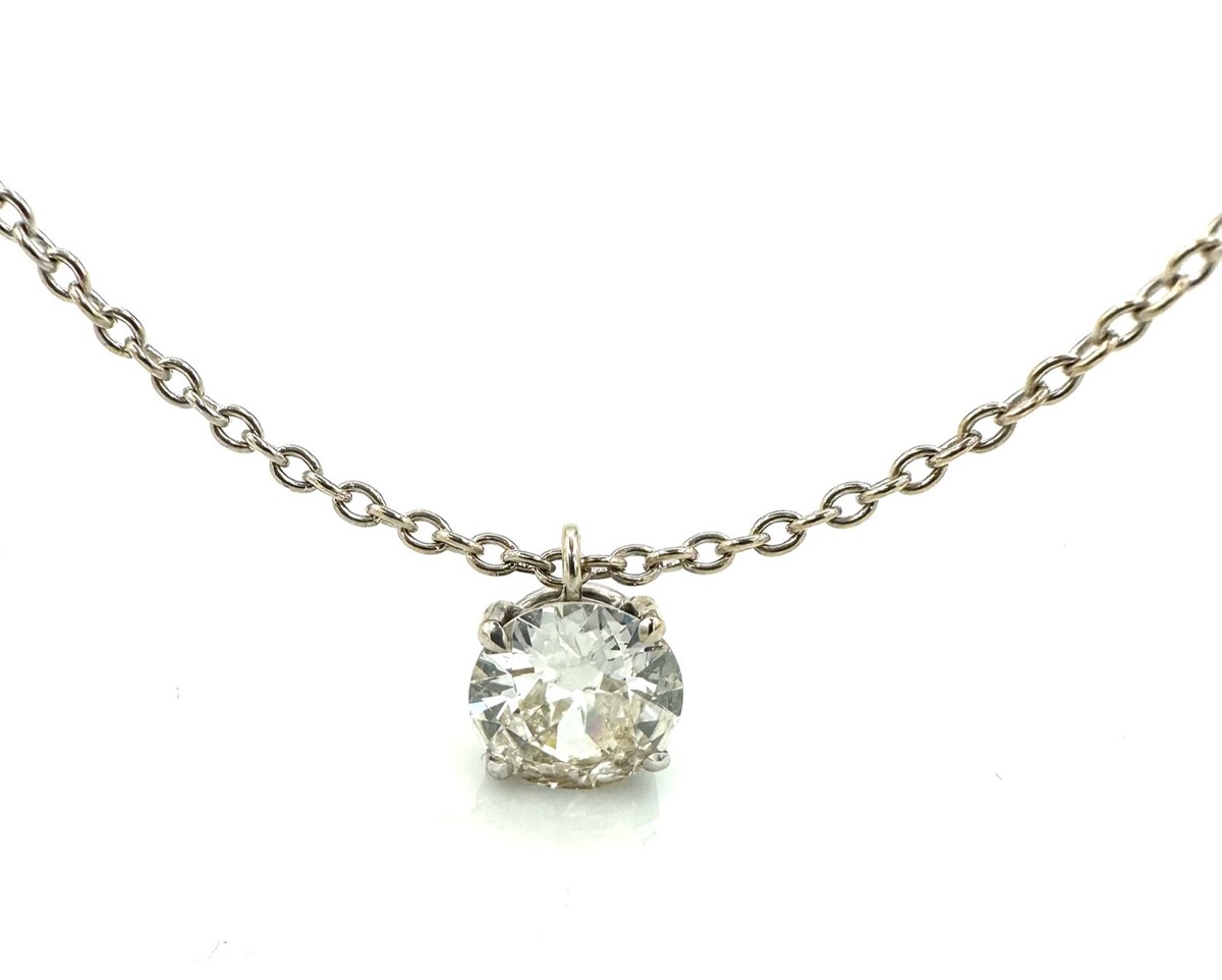 Collier Or 18 Carats Blanc Avec Diamant Solitaire 0,50 Carat - 2,10 G - Occasion