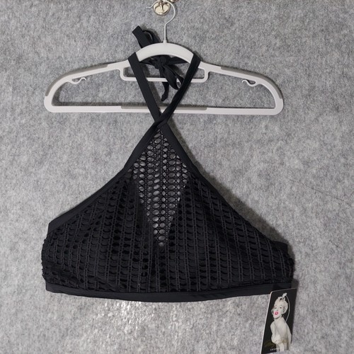 Marilyn Monroe Badeoberteil Plus 3 3X Netz Netz Neckholder schwarz offen Grunge Goth