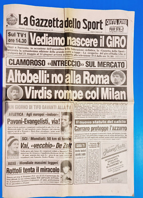 GAZZETTA DELLO SPORT 21 FEBRUAR 1987 ROTTOLI-ALTOBELLI-VIRDIS-MILAN-PAVONI