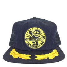 Vtg 80s JW Burress 50th Patch Cap Logo Mesh Snap Back Trucker Baseball Dad Hat